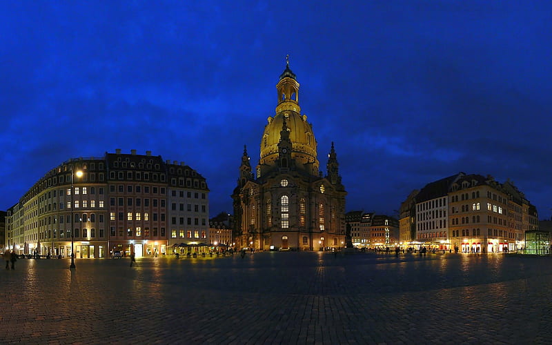 Blue Nights at the Frauenkirche Dresden, germany, dresden, frauenkirche, church, church of our lady, HD wallpaper