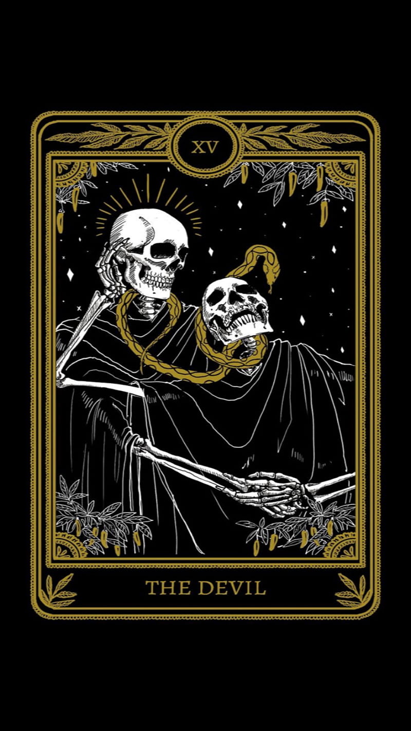 The Devil Tarot Card, future, skulls, tarot cards, HD phone wallpaper