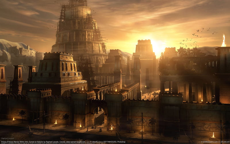 City, fantasy, prince of persia, video game, sunset, abstract, landscape, HD wallpaper