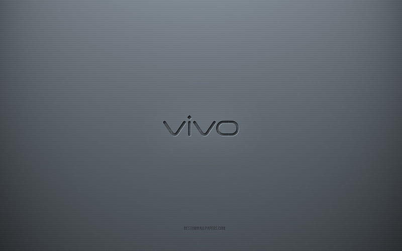 Vivo logo, gray creative background, Vivo emblem, gray paper texture, Vivo, gray background, Vivo 3d logo, HD wallpaper