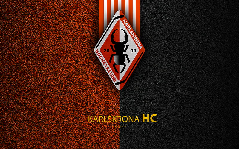 Karlskrona HC Swedish hockey club, SHL, leather texture, logo, Swedish Hockey League, Karlskrona, Sweden, hockey, Elitserien, HD wallpaper