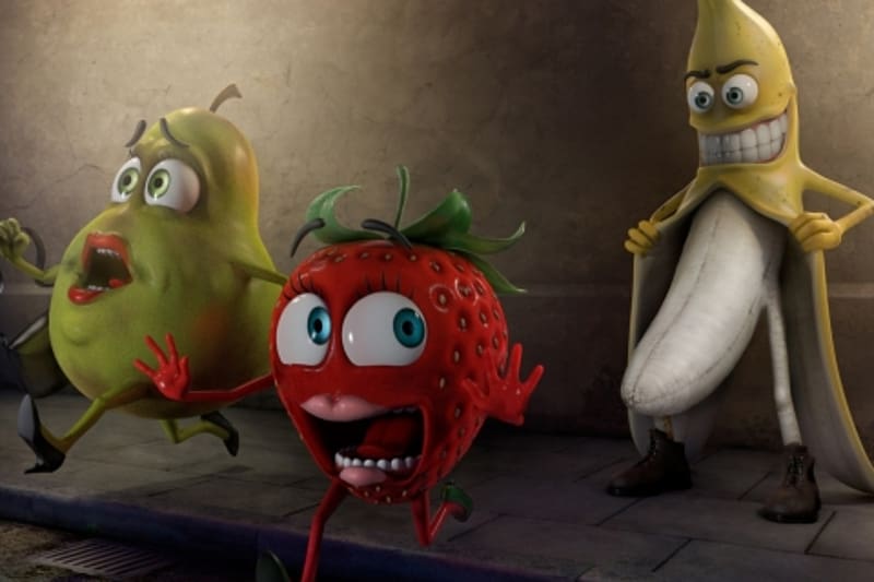 Funny, Strawberry, Banana, Pear, Cgi, Humor, HD wallpaper