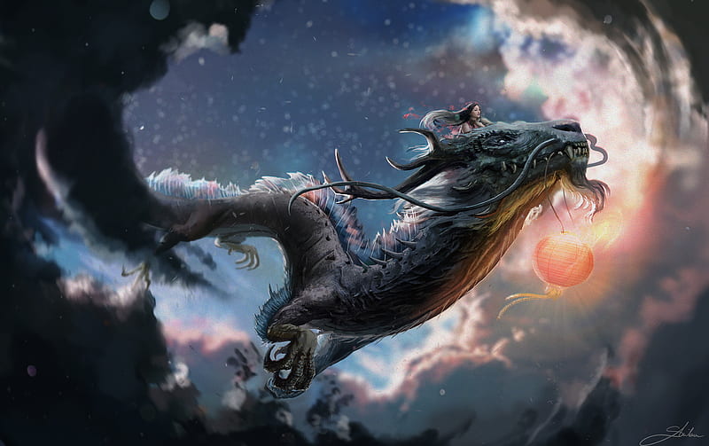Flight Of The Dragon, dragon, artist, artwork, digital-art, HD wallpaper