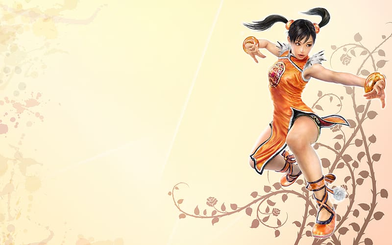 Tekken, Dress, Bracelet, Video Game, Twintails, Ling Xiaoyu, Orange Dress, HD wallpaper
