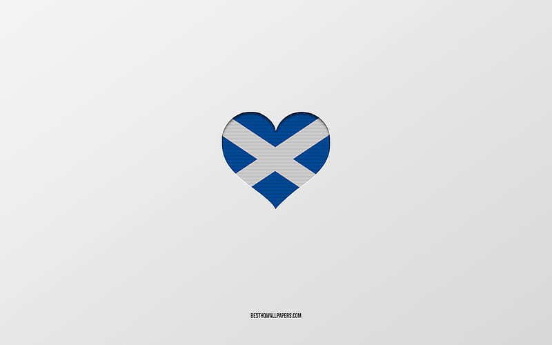 I Love Scotland, European countries, Scotland, gray background, Scotland flag heart, favorite country, Love Scotland, HD wallpaper