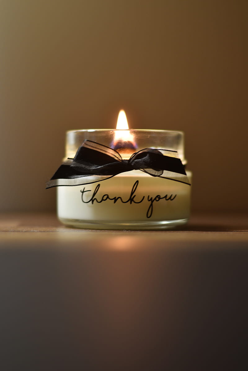 thanks, candle, flame, wax, glass, HD phone wallpaper
