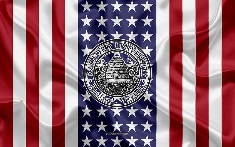Radford University Emblem, American Flag, Radford University logo, Radford, Virginia, USA, Radford University, HD wallpaper