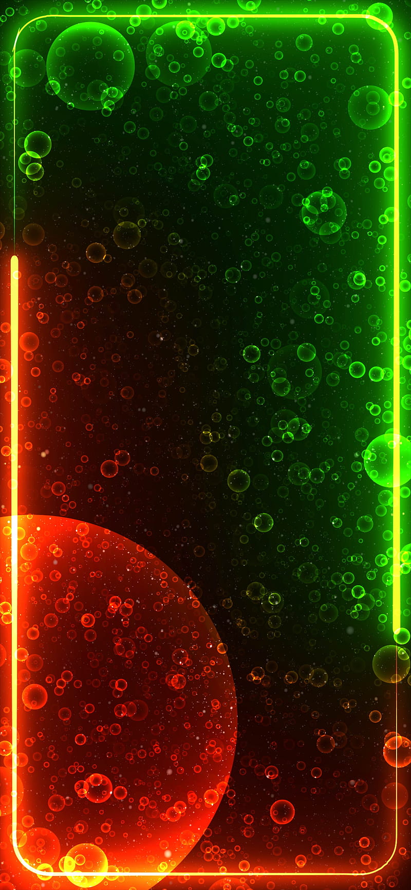 Neon Bubble Frame, abstract, amoled, border, colorful, glow, lights, water, HD phone wallpaper