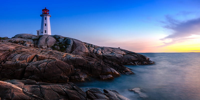 lighthouse, building, rocks, sea, coast, HD wallpaper