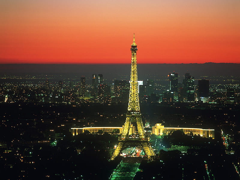 Sunset Vista Paris, eiffel, france, tower, HD wallpaper