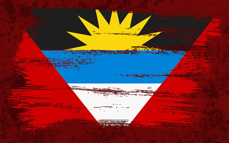 Flag of Antigua and Barbuda, grunge flags, North American countries, national symbols, brush stroke, Antigua and Barbuda flag, grunge art, North America, Antigua and Barbuda, HD wallpaper