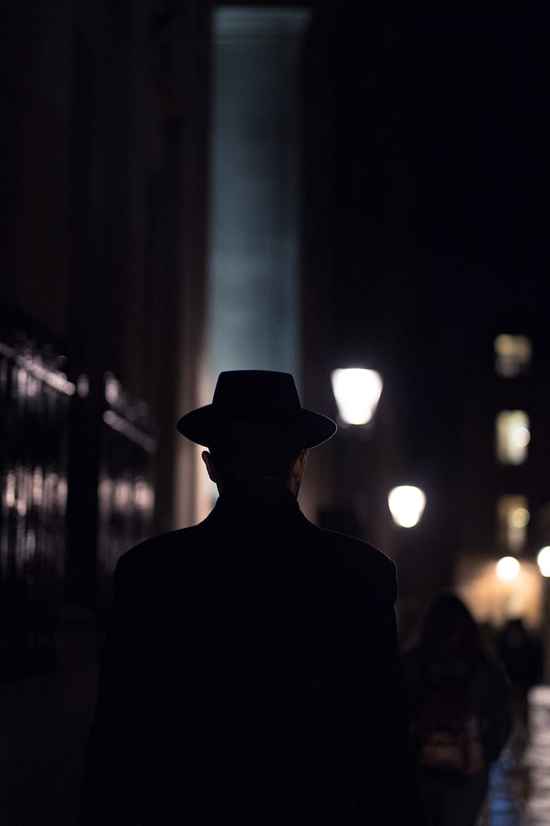 man, hat, silhouette, dark, black, melancholy, sad, HD phone wallpaper