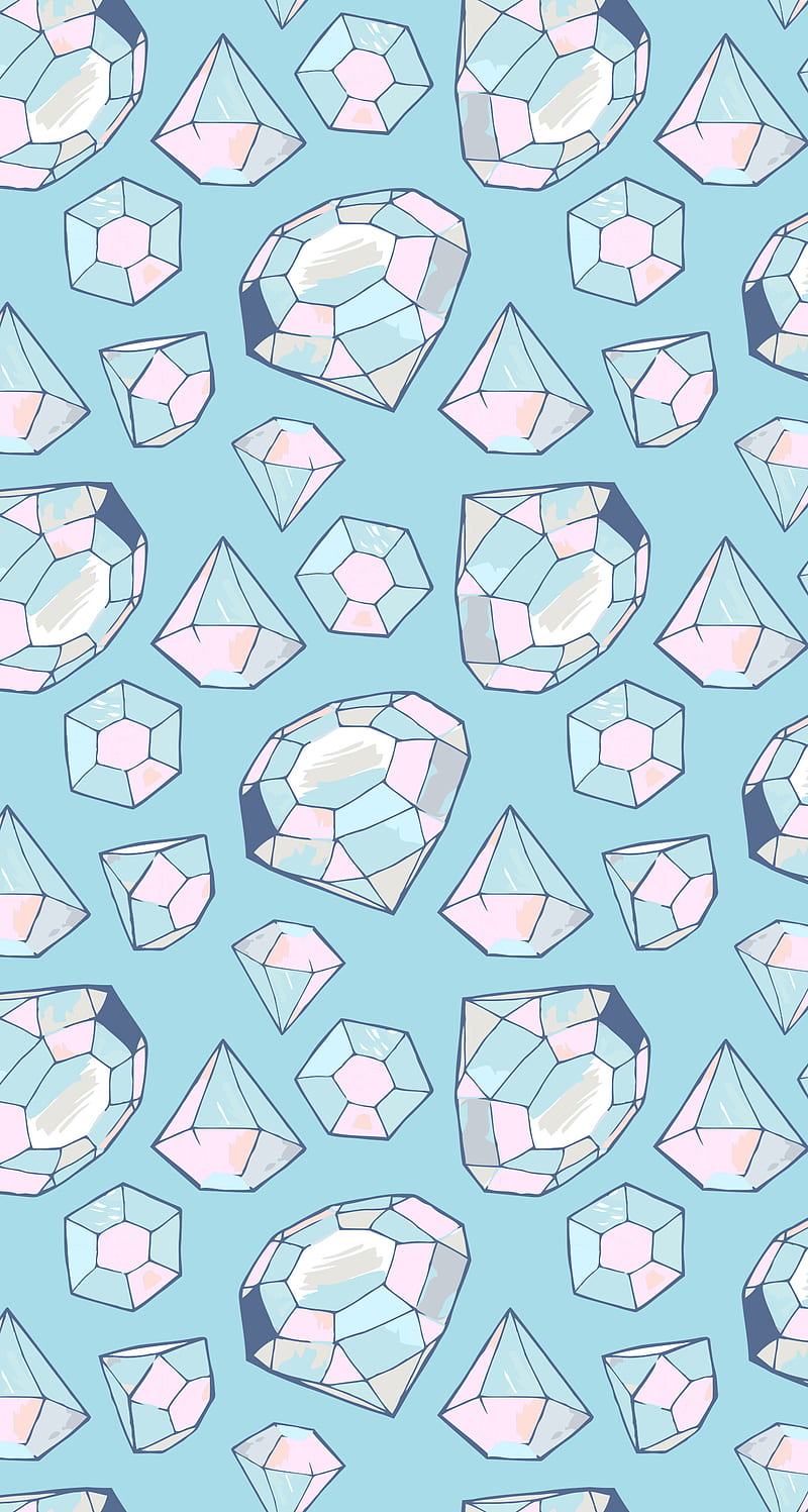 Diamonds, blue, cute, pattern, HD phone wallpaper | Peakpx