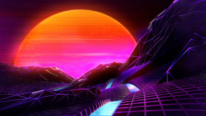 Dark Pink Moon Synthwave Lines Synthwave, HD wallpaper