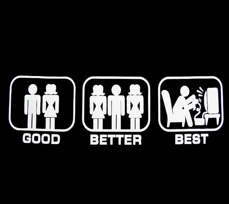 Good Better Best, comic, computer, couple, funny, logo, relation, sign, HD wallpaper