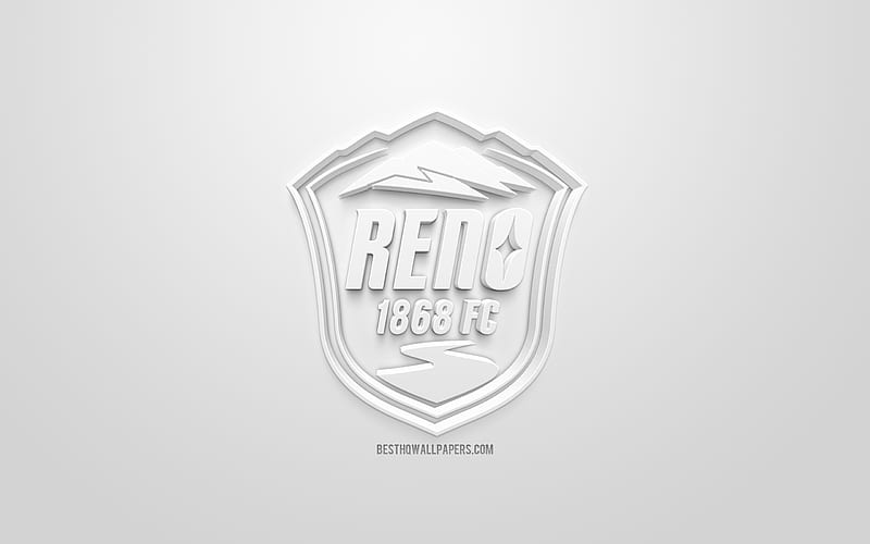 Reno 1868 FC, creative 3D logo, USL, white background, 3d emblem, American football club, United States League, Reno, Nevada, USA, 3d art, football, stylish 3d logo, HD wallpaper