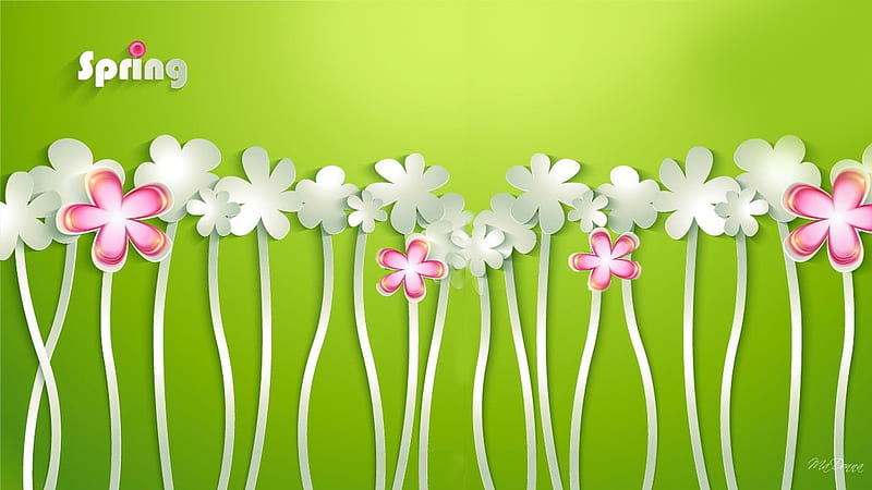 Spring Greens, 3D, green, cut outs, flowers, garden, spring, abstract, Firefox Persona theme, HD wallpaper