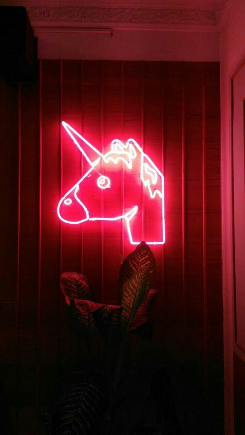 Red Unicorn, lights, HD phone wallpaper