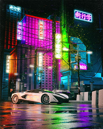 Cyberpunk Wallpaper 4K, McLaren, Supercars, Neon art