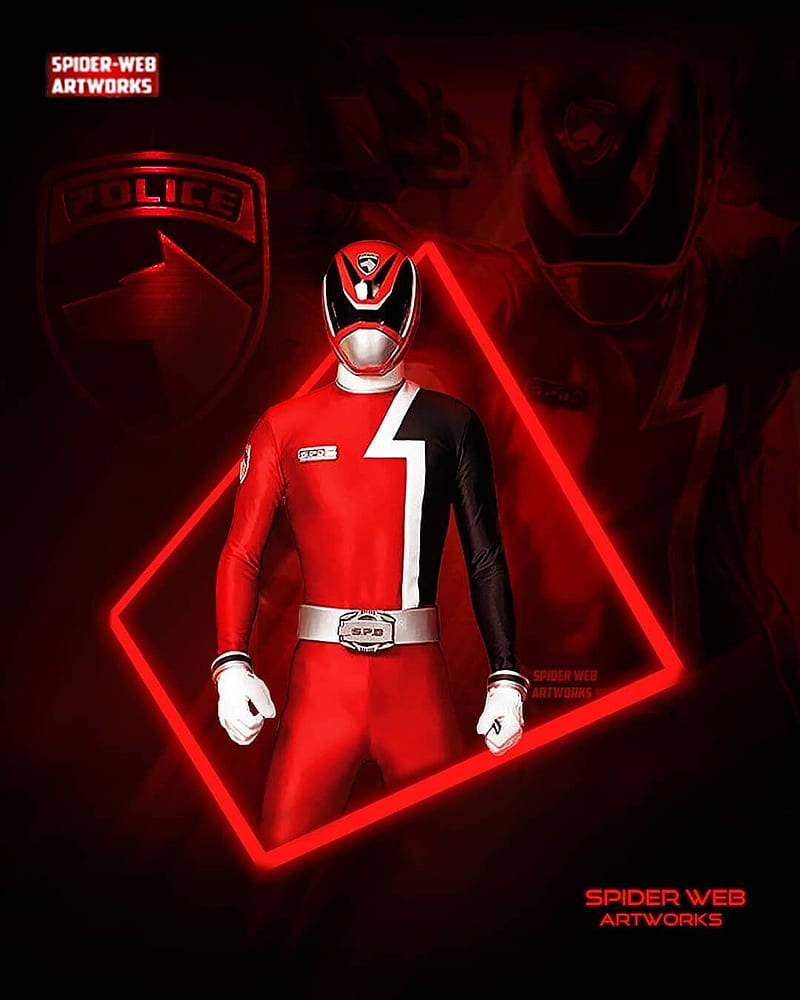 SPD Red Ranger, red ranger, Disney, Power Rangers, Hasbro, Spider-Web, HD phone wallpaper