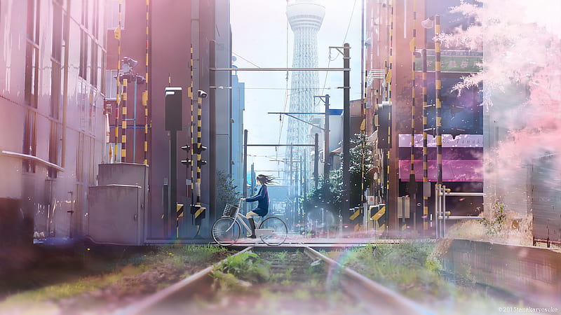 Anime Girl On Bicycle , anime-girl, anime, artist, artwork, digital-art, bicycle, HD wallpaper