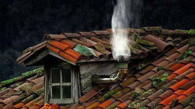 Roof top, house, window, smoke, chimney, HD wallpaper