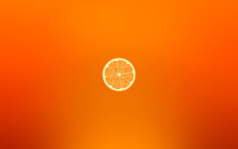 orange citrus, minimal, orange background, fruits, creative, HD wallpaper