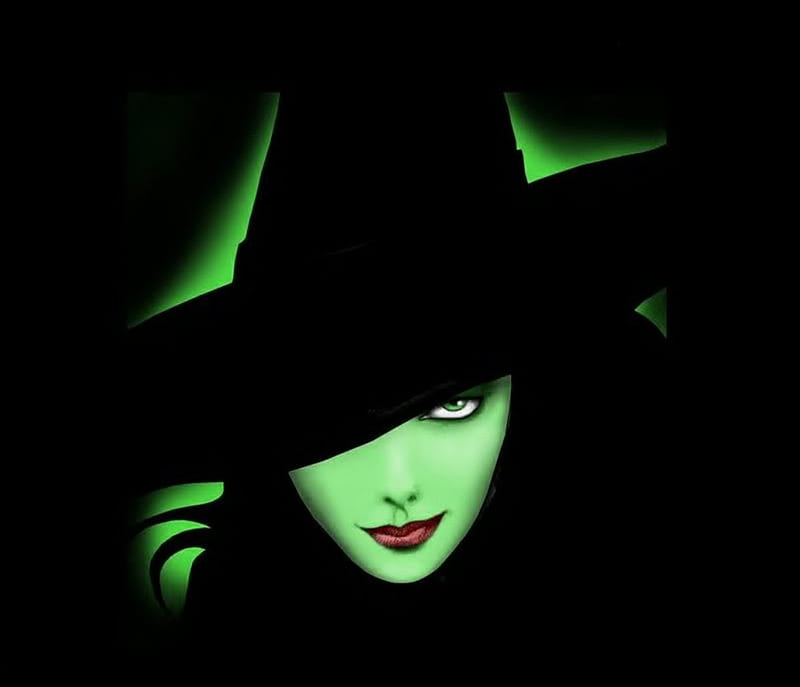 Halloween Witch, witch, 3d, green, black, abstract, helloween, HD wallpaper