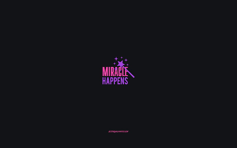 Miracle happens, creative art, gray background, neon symbol, Miracle happens concepts, HD wallpaper