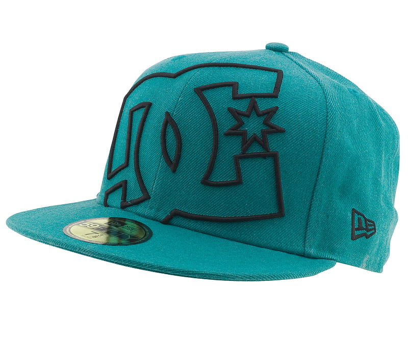 DC hat, blue, brand, logo, minimal, stylish, white, HD wallpaper