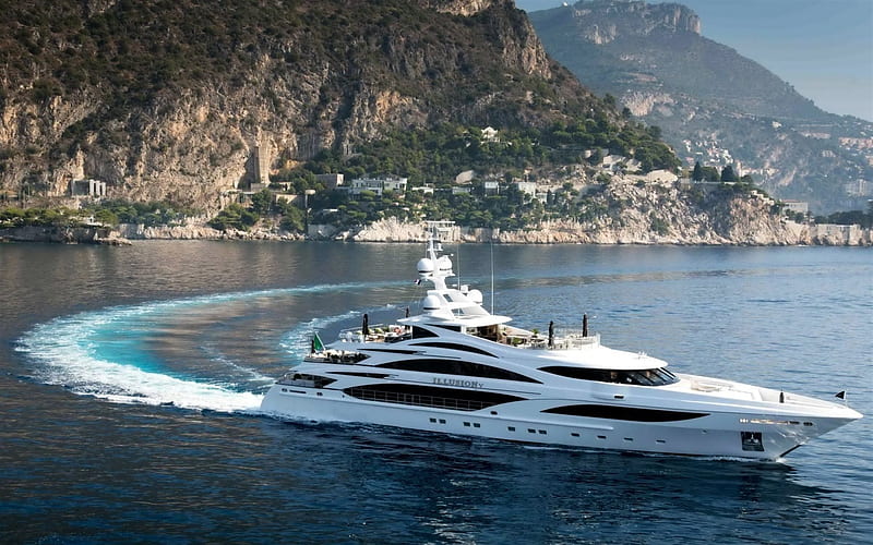 Premium AI Image | Low angle view on luxury yacht from the paradise  turquoise ocean water surface sunny day in tropic s