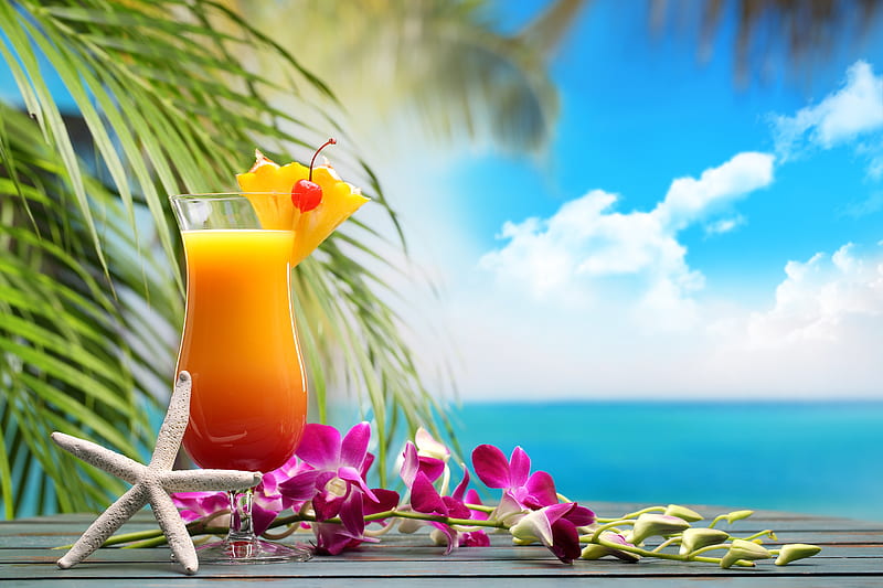 Cocktail, Fruits, Tropical, Fresh, Drink, HD wallpaper