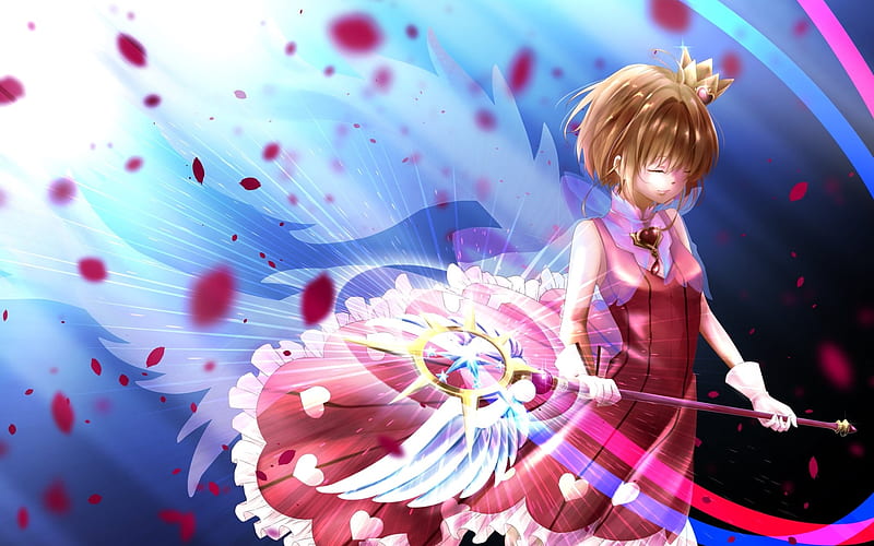 Sakura Kinomoto, magic wand, protagonist, CLAMPS, art, Cardcaptor Sakura Clear Card-hen, manga, Cardcaptor Sakura, HD wallpaper