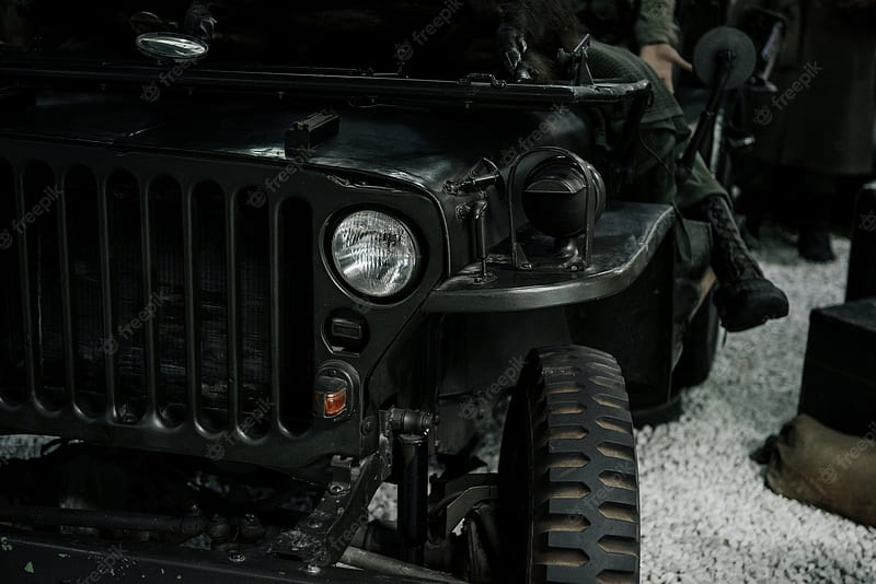 Premium . Military black jeep on the exhibition, Black Thar, HD wallpaper