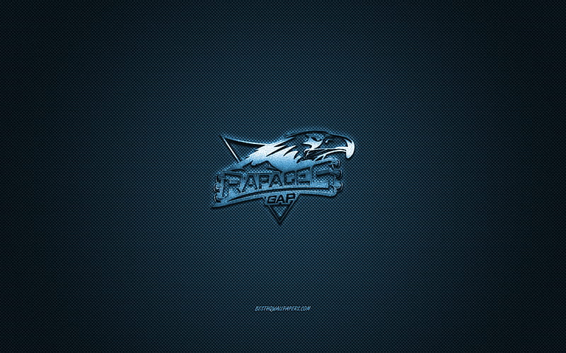 Rapaces de Gap, French ice hockey team, blue logo, blue carbon fiber background, Ligue Magnus, hockey, Gap, France, Rapaces de Gap logo, HD wallpaper