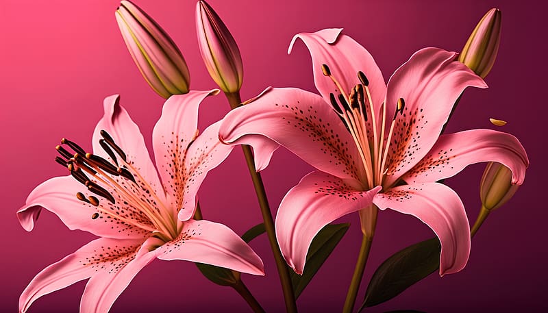 Pink lily, Flowers, Bids, Buds, Lily, Pink, HD wallpaper