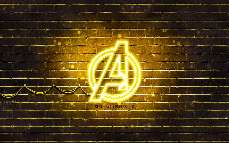 Avengers yellow logo yellow brickwall, Avengers logo, superheroes, Avengers  neon logo, HD wallpaper | Peakpx