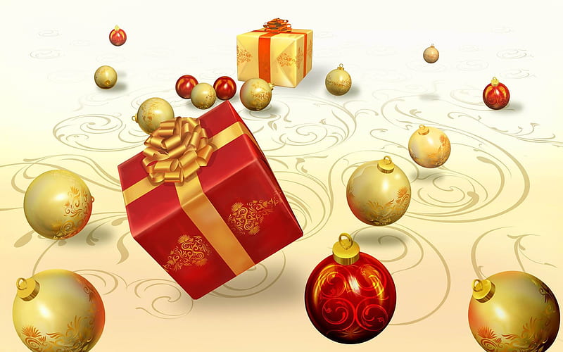 christmas ball and gifts-2013 Happy Christmas, HD wallpaper