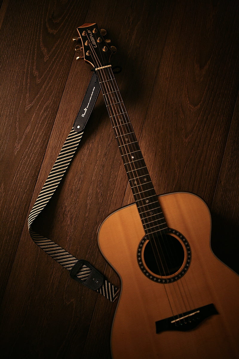 Acoustic guitar, guitar, musical instrument, wooden, brown, HD phone  wallpaper | Peakpx
