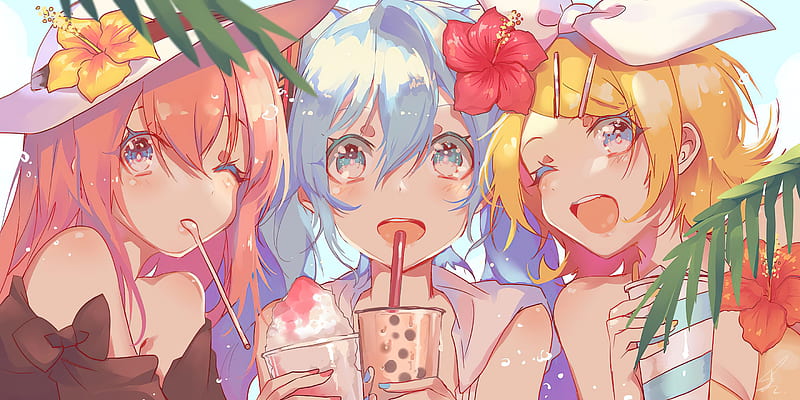 Anime, Vocaloid, Hatsune Miku, Luka Megurine, Rin Kagamine, HD wallpaper