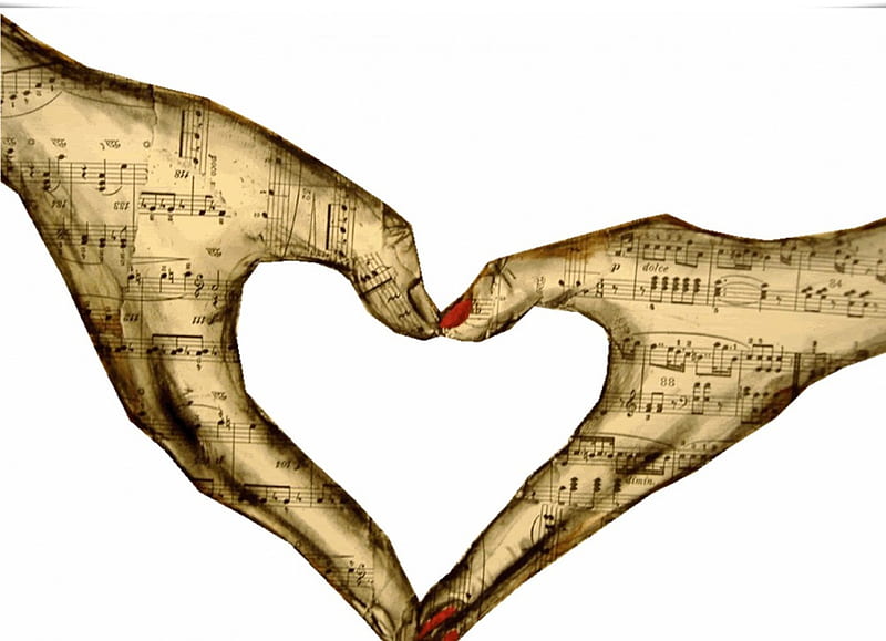 Music of My Heart, hands, music, heart, HD wallpaper