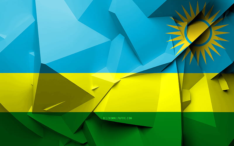 Flag of Rwanda, geometric art, African countries, Rwandan flag, creative, Rwanda, Africa, Rwanda 3D flag, national symbols, HD wallpaper