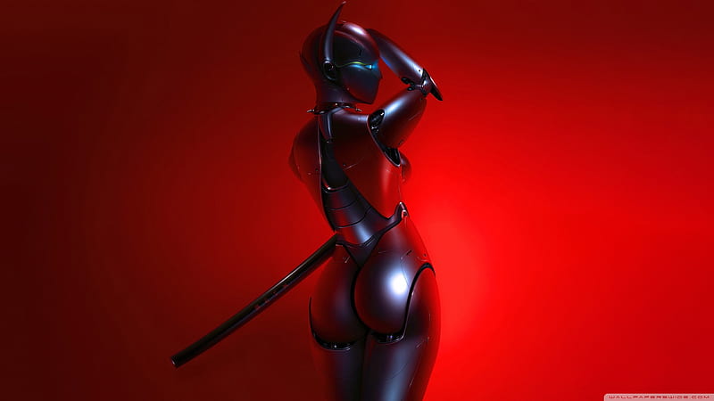 robo steel 2020, black, eyes, metal, movie, red, robot, stars, HD wallpaper