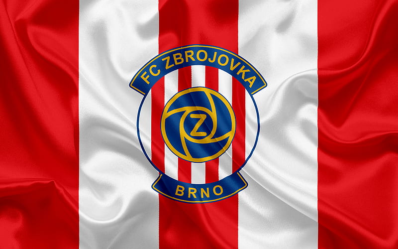 Zbrojovka, Football Club, Brno, Czech Republic, emblem, Zbrojovka logo, red silk flag, Czech Republic Football Championship, HD wallpaper