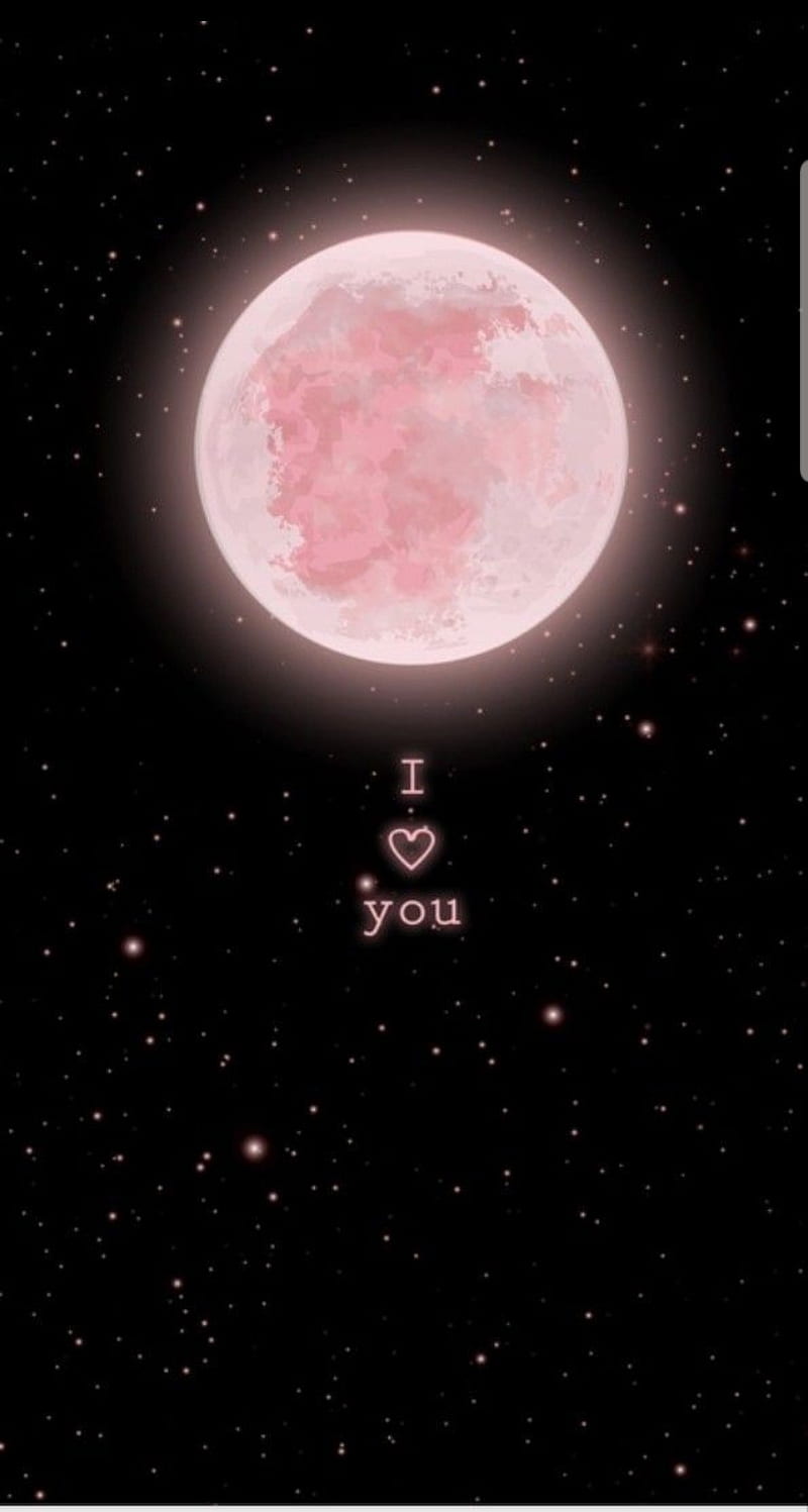 I love you, aesthetic, moon, pink, sayings, space, HD phone wallpaper
