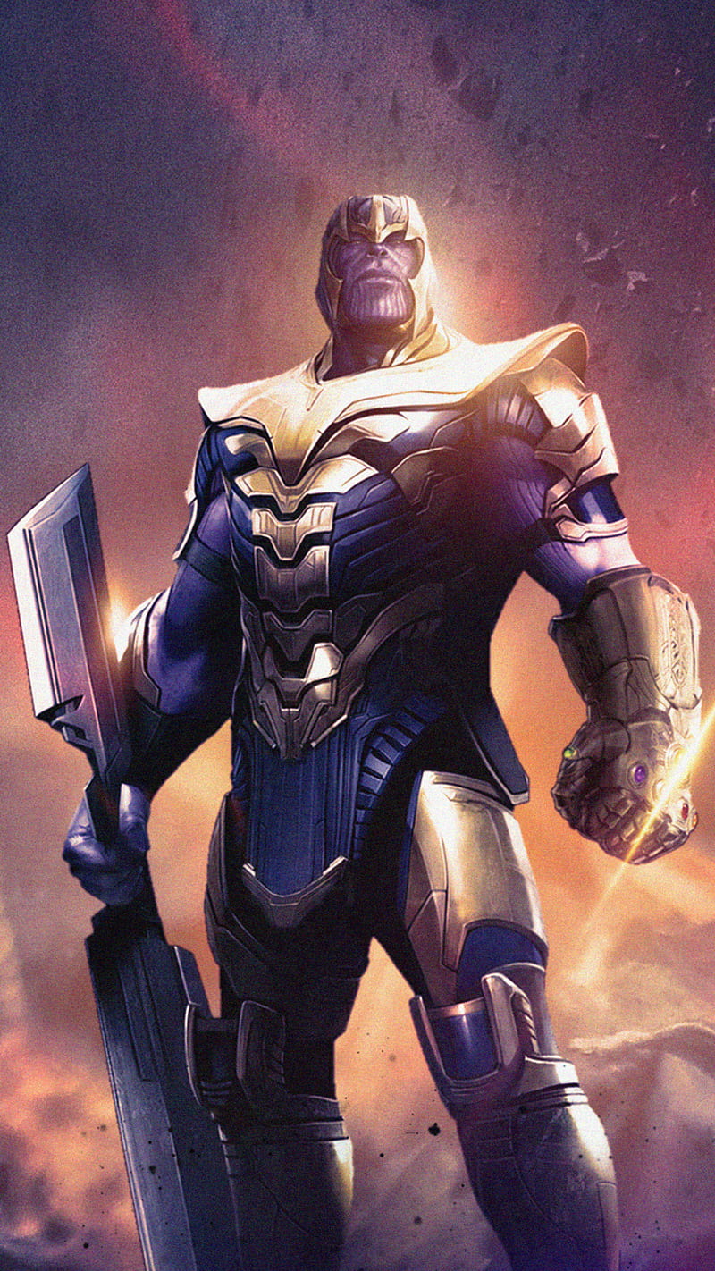Thanos, avengers, avengers endgame, endgame, marvel, sword, HD phone wallpaper