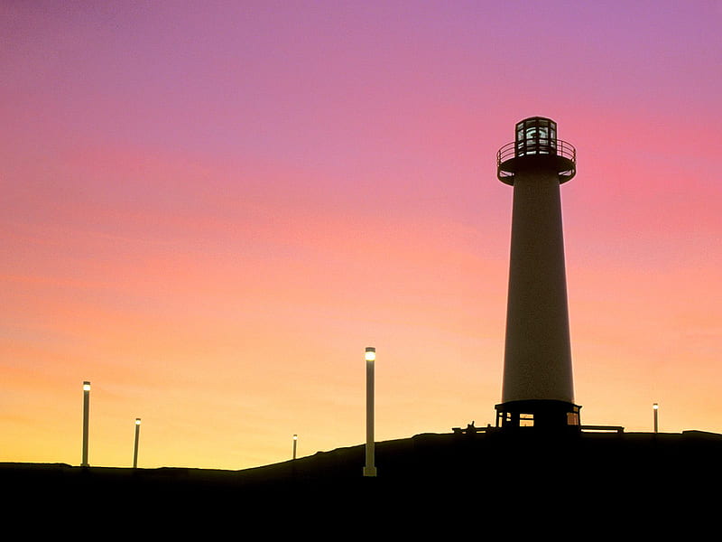 Untitled , long beach lighthouse, sunset, HD wallpaper