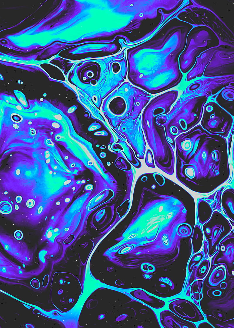 abstract, trippy, psicodelia, purple, cyan, HD phone wallpaper
