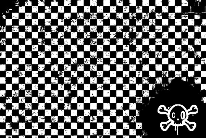Emo Skull Background, background, black, squares, emo, square, white, skull, HD wallpaper