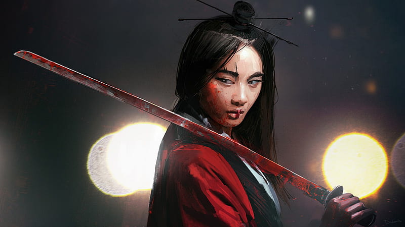 Fantasy, Samurai, Woman Warrior, HD wallpaper